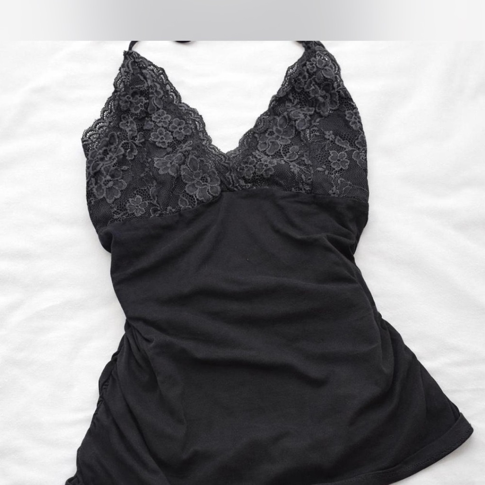 Black Lace Halter Top